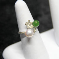 14K AKOYA SALT SEA PEARL JADE RING #1651