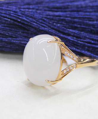 Eternal Grace White Jade Ring #1907