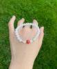 Carnelian and White Jade Beaded Bracelet #2465