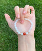 Carnelian and White Jade Beaded Bracelet #2465