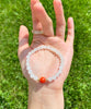 Carnelian and White Jade Beaded Bracelet #2465