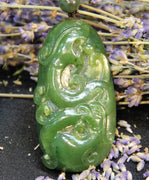 HAND CARVED DRAGON JADE PENDANT #1783