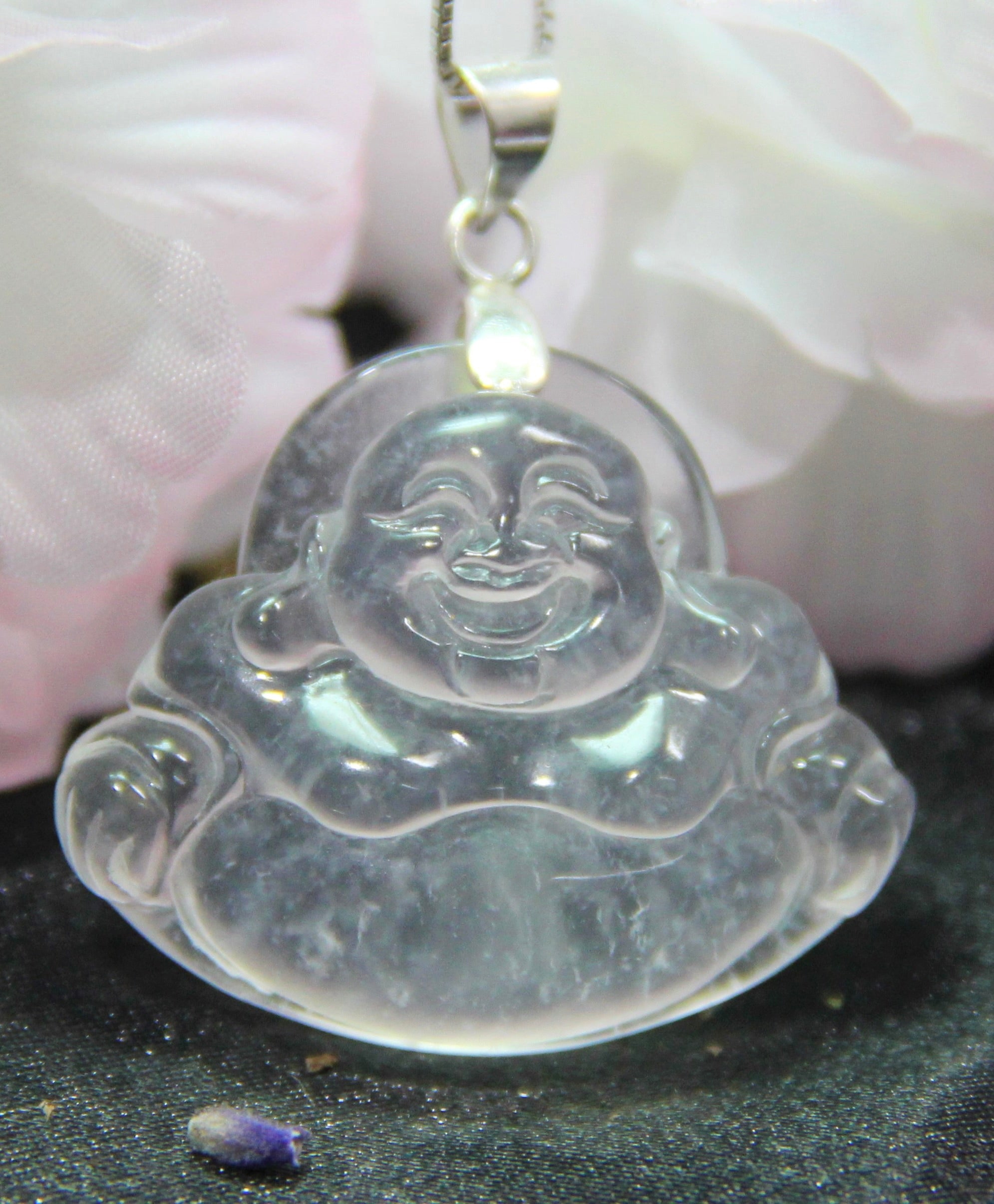 Buddha White Crystal (Rock Crystal) Pendant #1826