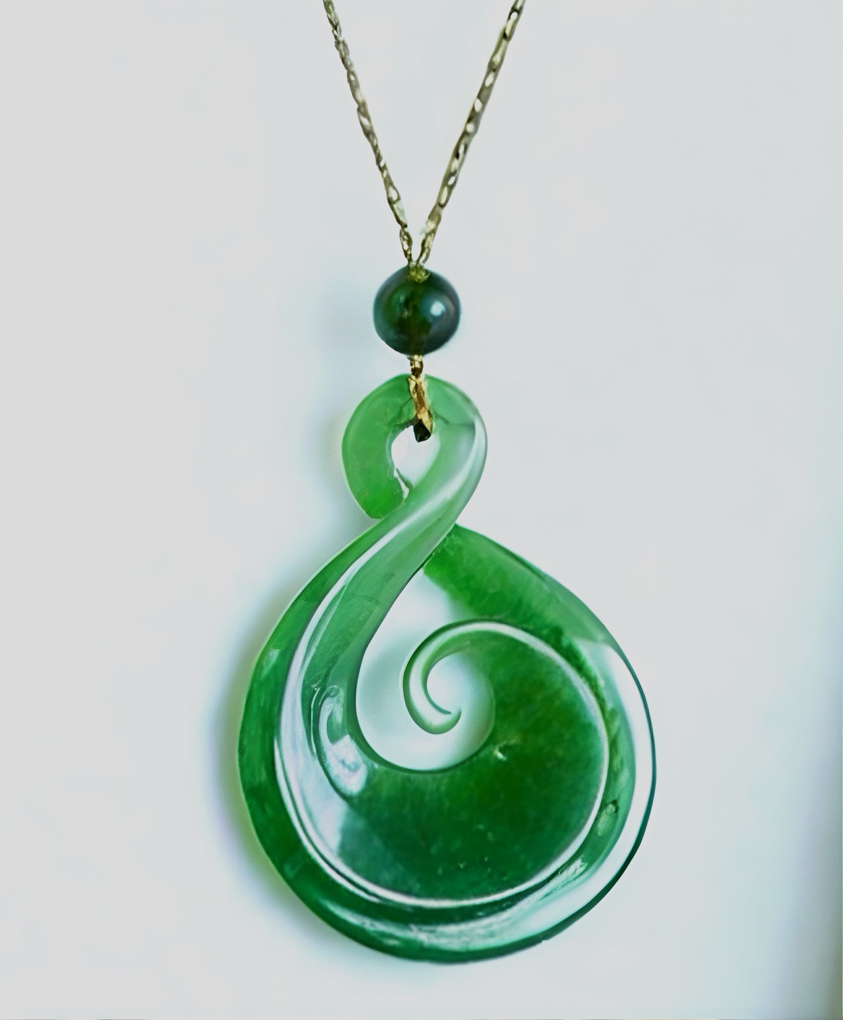 Jade Pendant Eternal Lucky Koru Design Natural Jade #1111
