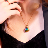 18k Waterdrop Ammolite Pendant #2011