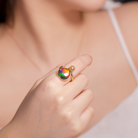 18K Four Leave Clover Heart Ammolite Ring #927