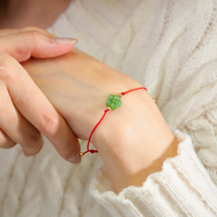 Flower Lucky Red Cord Jade Bracelet #963