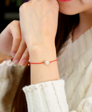 Red Cord White Jade Bracelet #2177