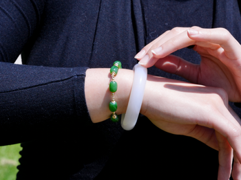 White Agate Bangle Natural Agate Bracelet #2109
