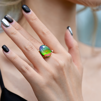 18K Diamond Ammolite Ring #365