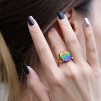 18K Gold Diamond Ammolite Ring #366