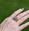 18K Gold Diamond Ammolite Ring #366