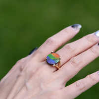 18K Gold Diamond Ammolite Ring #366