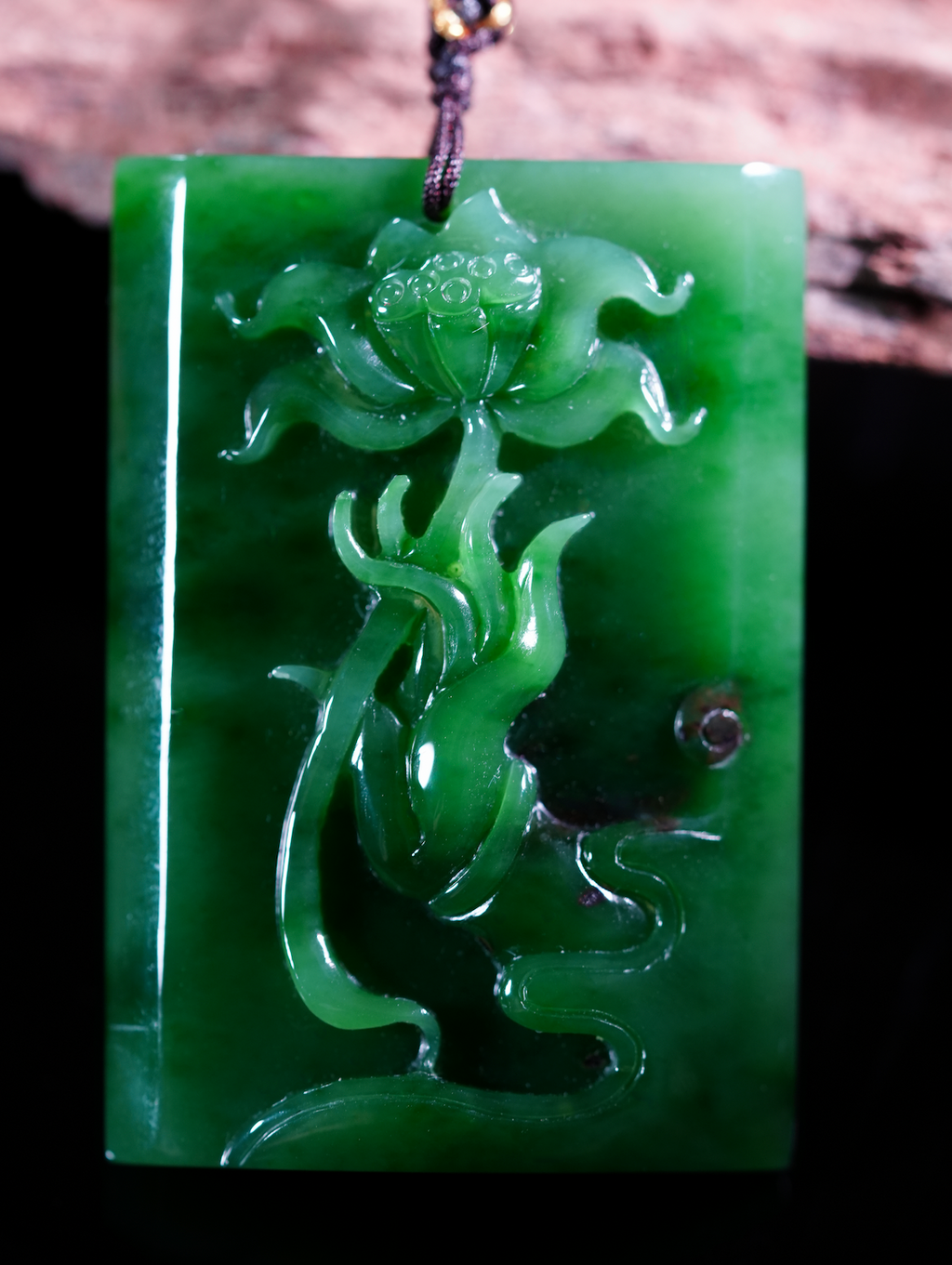 No. 7 Old Mind Siberian Jade Lotus Pendant #2478