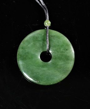 Polar Jade Peace Buckle Pendant Ping An Kou PI Harmony Donut 40mm Natural Jade #2446-2