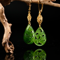 14k Siberian Jade Flower Earrings #2495