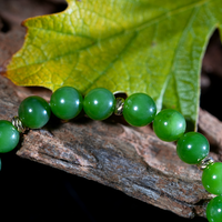 14k 8mm Polar Jade Beaded Bracelet #2574