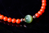 14K Carnelian and Chatoyant Jade Beaded Bracelet #2464