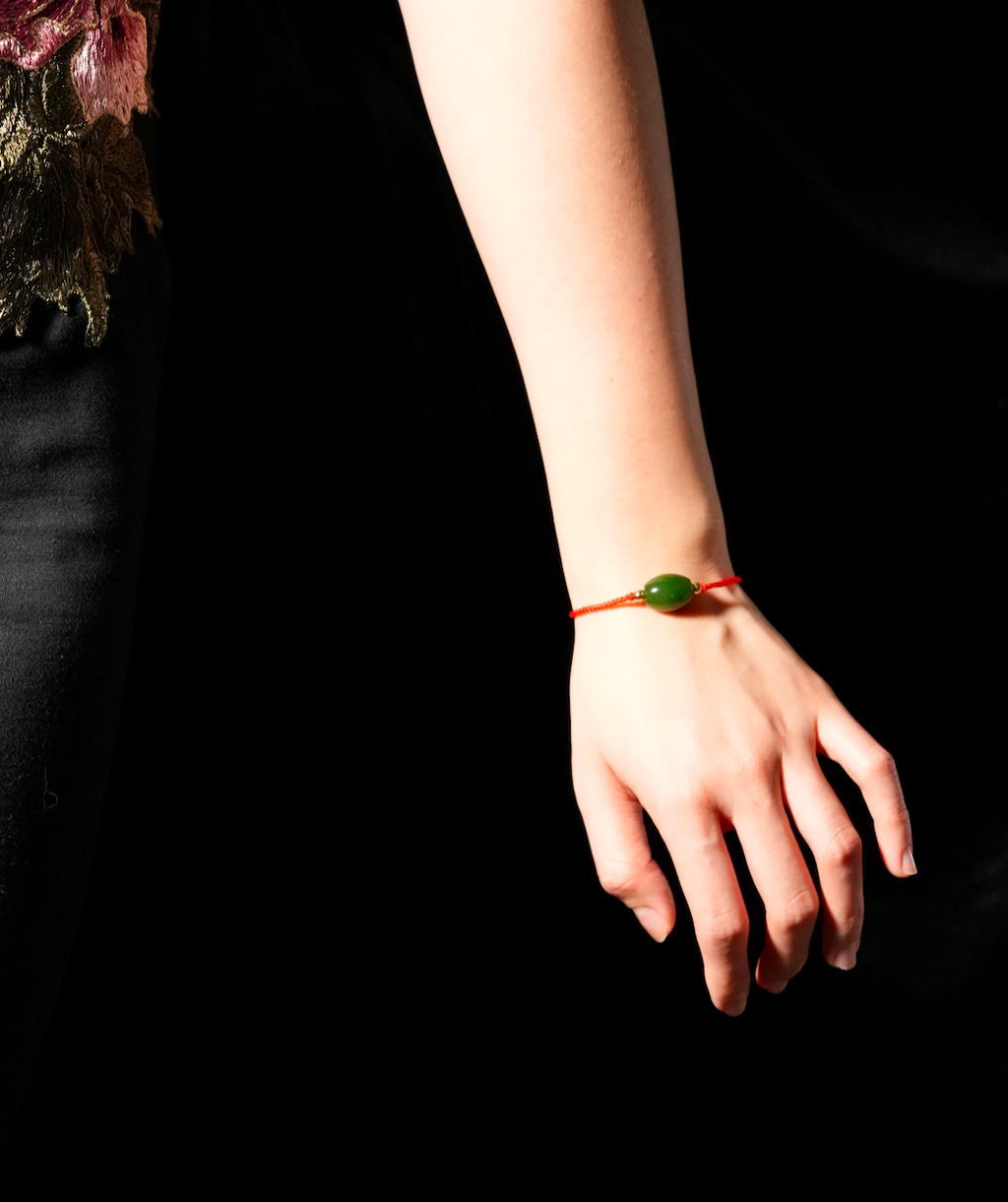 Eternal Fortune Red Cord Jade Bracelet #2677-3