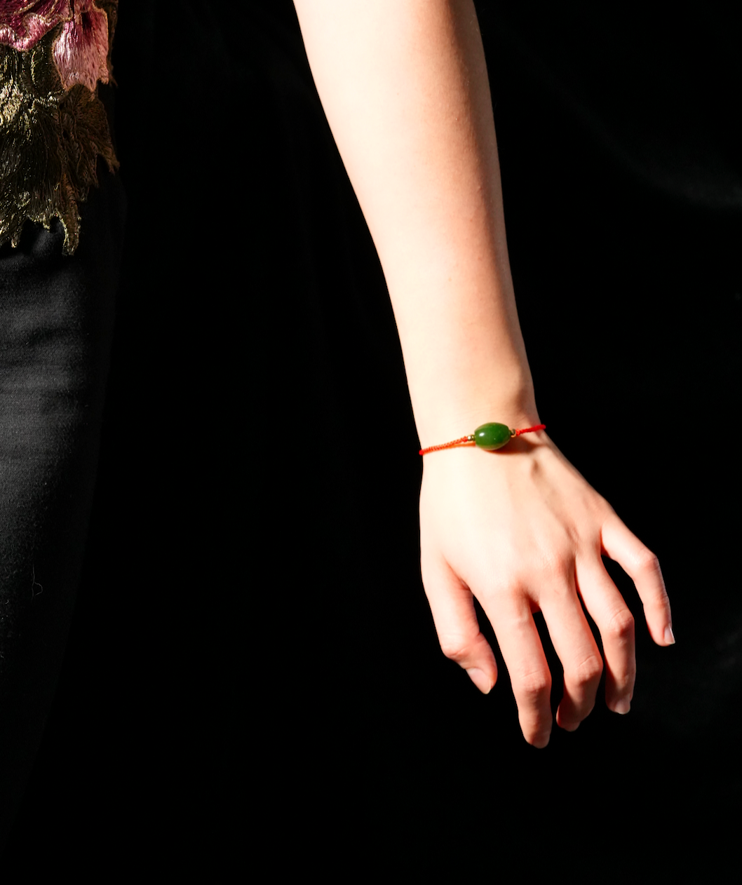 Eternal Fortune Red Cord Jade Bracelet #2677-3