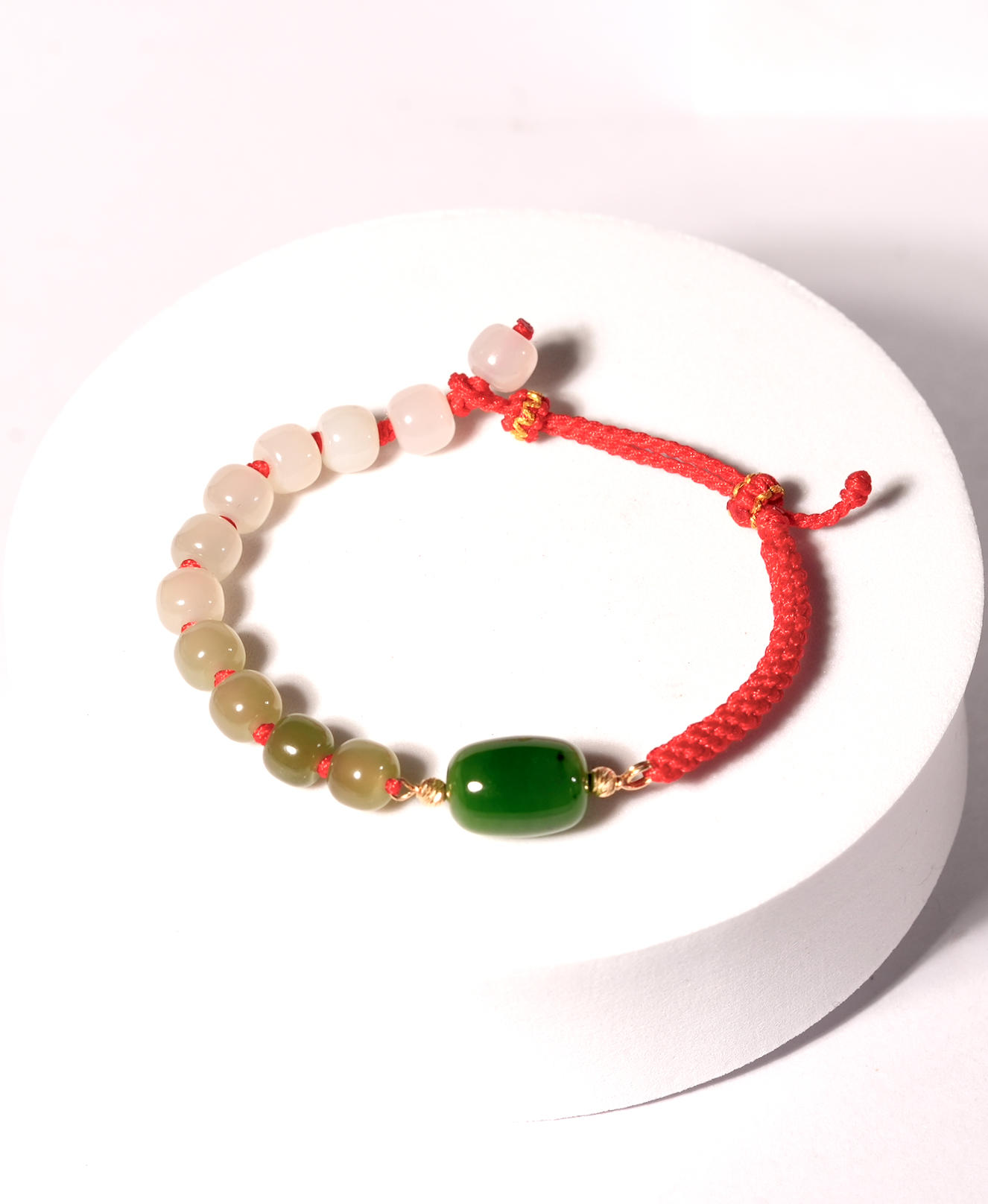 Siberian Jade Hetian Jade Red Cord Bracelet #1328
