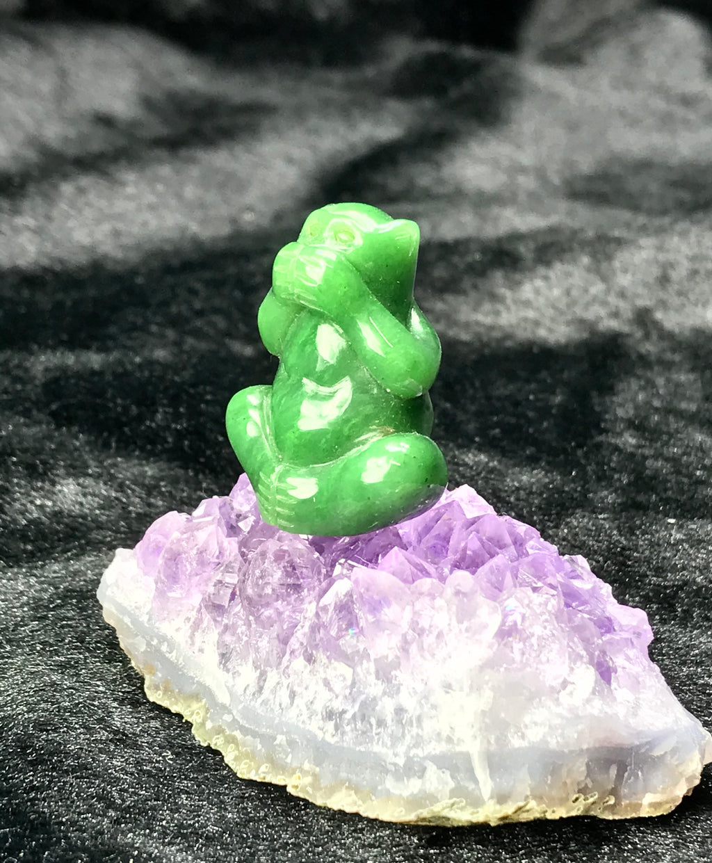 1.5" Jade Monkey on Raw Amethyst #1870