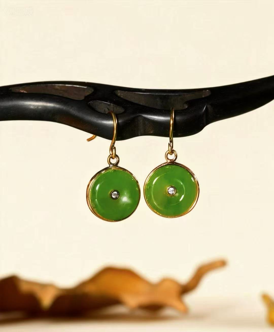 Peace Buckle Jade Earrings #1078