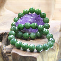 12mm Siberian Jade Beaded Bracelet #1881