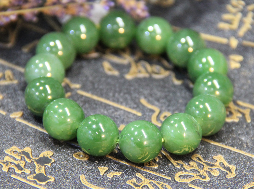 14mm Jade Beaded Bracelet #1884