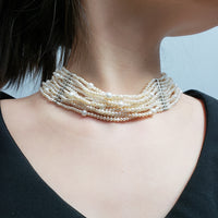 PEARLS ROW 925 S.S NECKLACE  #1590