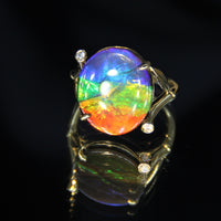 18K Gold Diamond Ammolite Ring #366