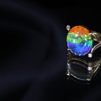 18K Gold Diamond Ammolite Ring #366