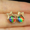 18K Diamond Ammolite Earring #369