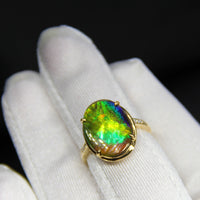 Top Grade 18K Gold Ammolite Ring #381