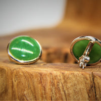 CANADIAN JADE ROUND EARRINGS  #1082