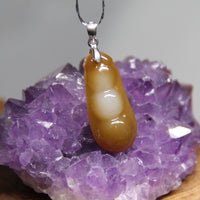 Rich Bean Hetian Jade Pendant  #682