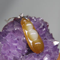 Rich Bean Hetian Jade Pendant  #682