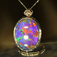 18k Diamond Ammolite Pendant #919