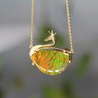 18k Swan Ammolite Pendant #926