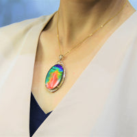 18k Oval Ammolite Pendant  #1539