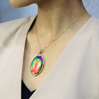 18k Oval Ammolite Pendant  #1539