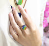 18K Gold Diamond Ammolite Ring #366