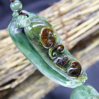 Palm Stone Eggplant Jade Pendant #1770