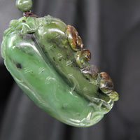 Palm Stone Eggplant Jade Pendant #1770