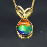 18k Ammolite Earring and Pendant Set #1823