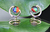 18K Diamond Top Grade Ammolite Earrings #1537