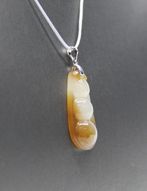 Rich Bean Hetian Jade Pendant  #1689