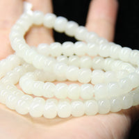 108 Polished White Jade Mala Beaded Necklace #1817