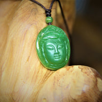 Hand-Carved Guanyin Polar Jade Necklace #1762