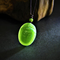 Hand-Carved Guanyin Polar Jade Necklace #1762